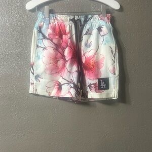 Cherry Blossom Baseball Diamond Lux Satin Youth Size Sm S- LA Dodgers NWT